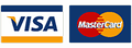 Visa and Mastercard credit card logos, cards accepted